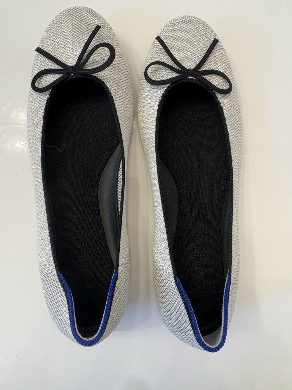 Rothy’s The Ballet Flat Diamond Metallic Women’s Size US 8 Silver Washable